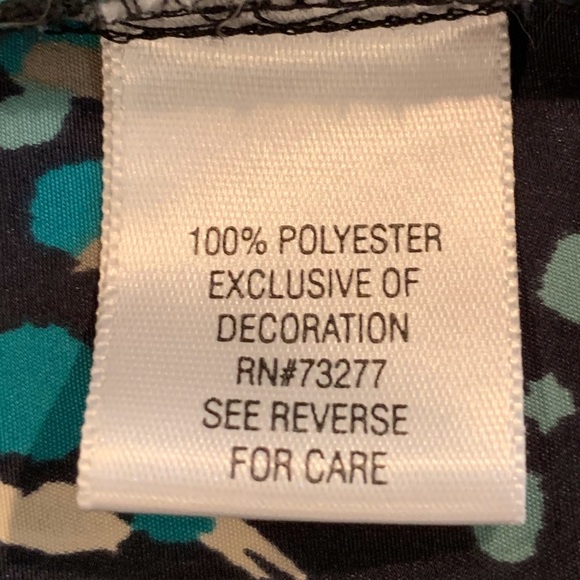 ELLE Top Abstract Print V-Neck Short Sleeve Bohemian Crochet Lace Teal X-Small - Picture 5 of 7